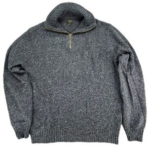 J Crew Men's 100% Lambswool 1/4 Zip Sweater Dark Heather Blue Size M